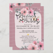 Invitation Élégant Script Floral Brunch Fête des mariées Bubb (Devant / Derrière)