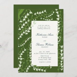 Invitation Élégant Script Floral Frame Lily Valley Mariage