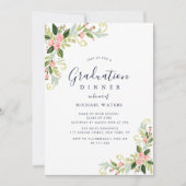 Invitation Elegant script floral graduation dinner (Devant)