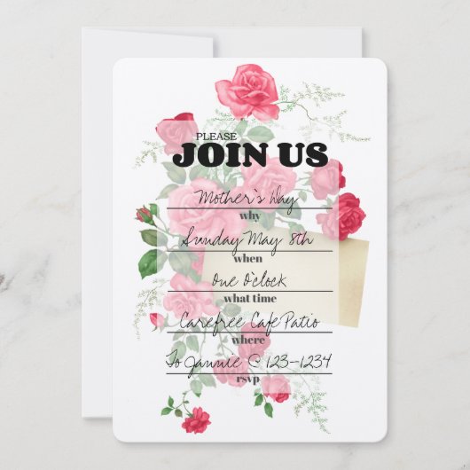 Invitation Élégant Script Floral Remplir D'Invitation (Devant)