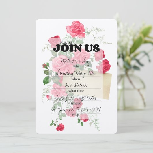 Invitation Élégant Script Floral Remplir D'Invitation (Debout devant)