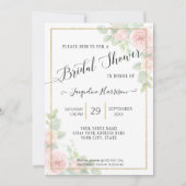 Invitation Élégant script floral rose n Fête des mariées or (Devant)