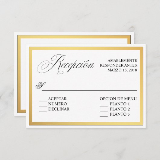 Invitation Élégant Script Flouris Mariage espagnol RSVP (Devant / Derrière)