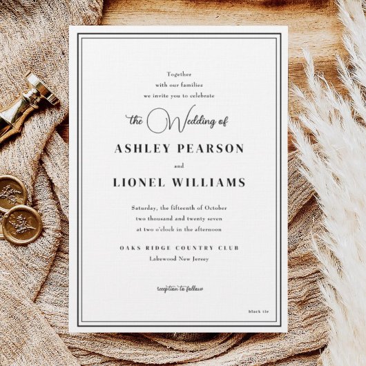 Invitation Élégant Script formel classique Simple Mariage