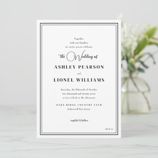 Invitation Élégant Script formel classique Simple Mariage (Debout devant)