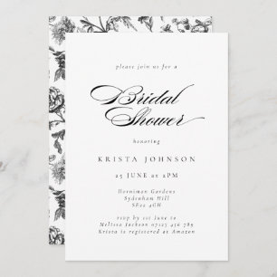 Invitation Élégant script formel Fête des mariées noir & blan