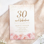 Invitation Elegant script gold & blush floral 30e jour<br><div class="desc">Modern chic "30 and fabulous script,  trendy faux gold glitter and blush pink watercolor floral design,  elegant and stylish,  great 40th birthday invitations.</div>