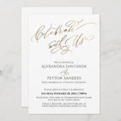 Invitation Élégant script Gold Célébrez avec nous Réception (Devant / Derrière)