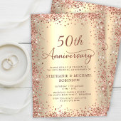 Invitation Élégant Script Gold Foil 50e anniversaire Mariage