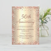Invitation Élégant Script Gold Foil 50e anniversaire Mariage (Debout devant)