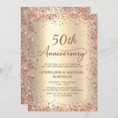 Invitation Élégant Script Gold Foil 50e anniversaire Mariage (Devant / Derrière)