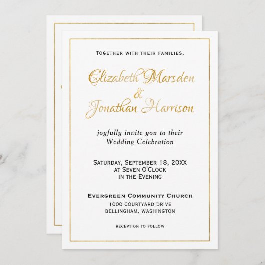 Invitation Élégant Script Gold Formal Ecriture Religieux (Devant / Derrière)