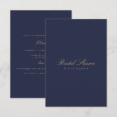 Invitation Élégant Script Gold Marine Bridal Shower Invitatio (Devant / Derrière)