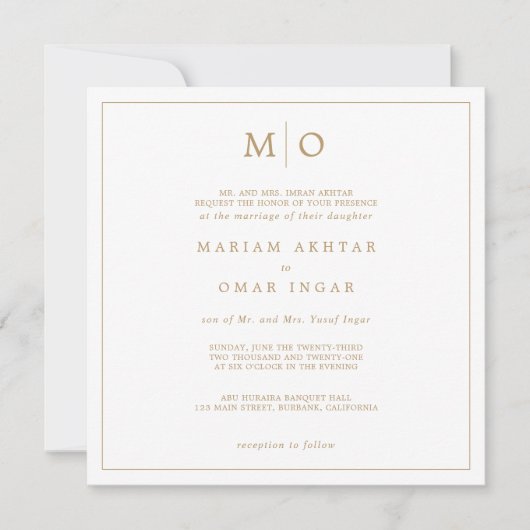 Invitation Elegant Script Gold Monogram (Devant)