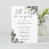 Invitation Élégant Script Gothique Roses Floral Mariage (Debout devant)