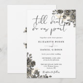 Invitation Élégant Script Gothique Roses Floral Mariage (Devant / Derrière)