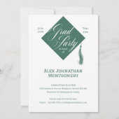 Invitation Elegant Script Grad Cap Tassel Graduation Photo (Dos)