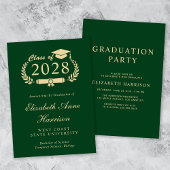 Invitation Élégant Script Green College Graduation Party