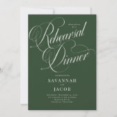 Invitation Élégant Script Green Rehearsal Dîner (Devant)