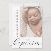 Invitation Elegant Script Hazy Baby Photo Religious Baptism (Devant)