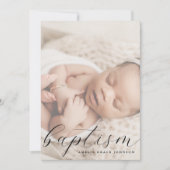 Invitation Elegant Script Hazy Photo Simple Baptism (Devant)