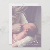 Invitation Elegant Script Hazy Photo Simple Baptism (Devant)