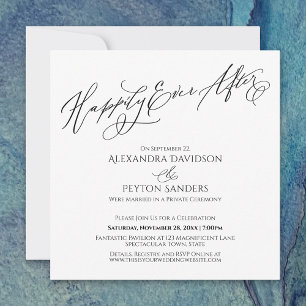 Invitation Élégant Script Heureusement Jamais Après Une Récep