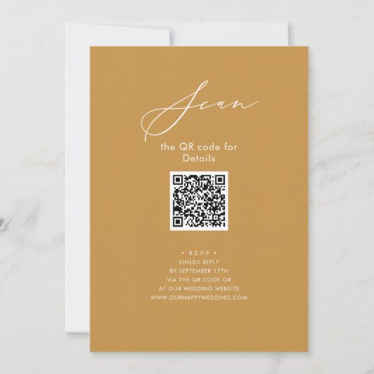 Invitation Élégant Script Honey Gold Rehearsal Dîner QR (Dos)