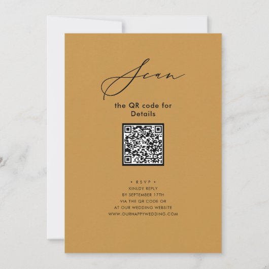 Invitation Élégant Script Honey Gold Rehearsal Dîner QR (Dos)