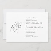 Invitation Élégant script initial Monogramme Mariage classiqu (Devant)