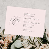 Invitation Élégant script initial Monogramme Mariage rose pâl