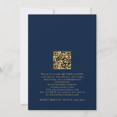 Invitation Élégant Script Initiales Marine Gold QR Code Maria (Dos)