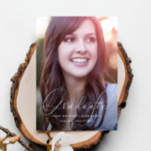 Invitation Élégant Script Jaune Photo Party Graduation