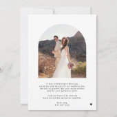 Invitation Élégant script jeunes mariés photo mariage merci (Dos)