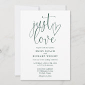 Invitation Élégant script Just Love Emerald Green Mariage (Devant)
