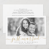 Invitation Élégant script "juste marié" mariage photo moderne (Devant / Derrière)