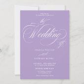 Invitation Élégant script lavande tout en un Mariage (Devant)