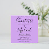 Invitation Élégant Script Lavender Lilac Orchid Mariage Photo (Debout devant)