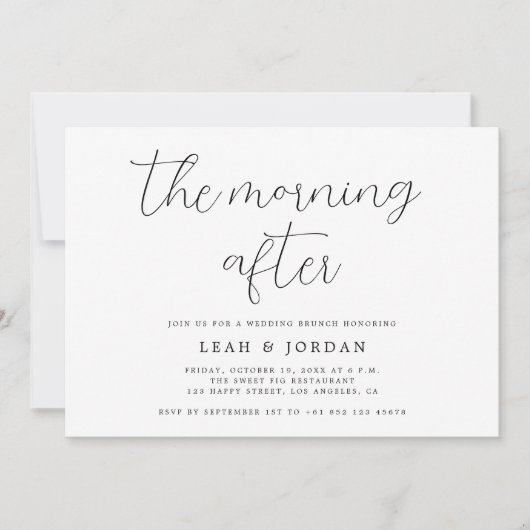 Invitation Élégant Script Le Matin Après Brunch Mariage (Devant)