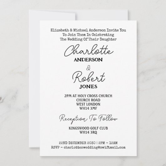 Invitation Élégant Script M. Et Mme Mariage Photo (Devant)