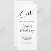 Invitation Élégant script manuscrit 1er anniversaire (Devant / Derrière)