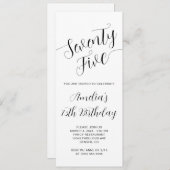 Invitation Élégant script manuscrit 75e anniversaire (Devant / Derrière)