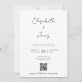 Invitation Élégant script manuscrit photo QR Code Mariage (Devant)