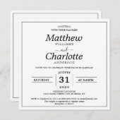Invitation Élégant Script Mariage blanc numérique imprimable (Devant / Derrière)