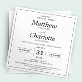 Invitation Élégant Script Mariage blanc numérique imprimable