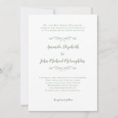 Invitation Elegant Script Mariage Classique Vert Sauge Blanc  (Devant)