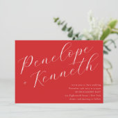 Invitation Élégant Script Mariage de Noël rouge élégant (Debout devant)