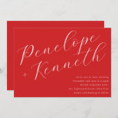 Invitation Élégant Script Mariage de Noël rouge élégant (Devant / Derrière)