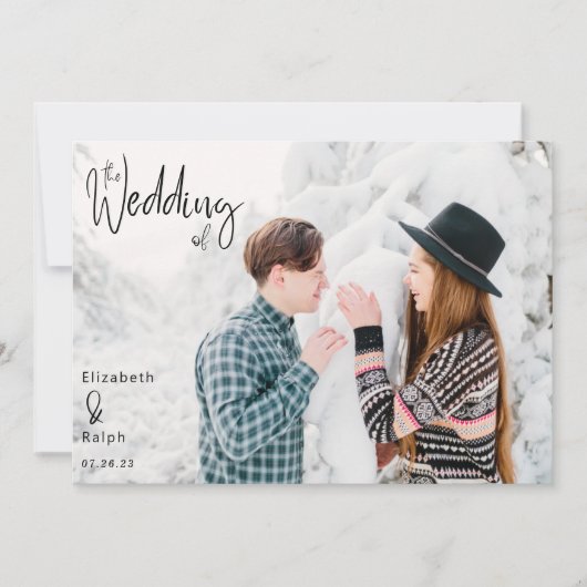 Invitation élégant script mariage de photo mariage (Devant)