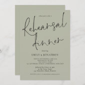 Invitation Élégant Script Mariage de répétition Dîner Lumière (Devant / Derrière)